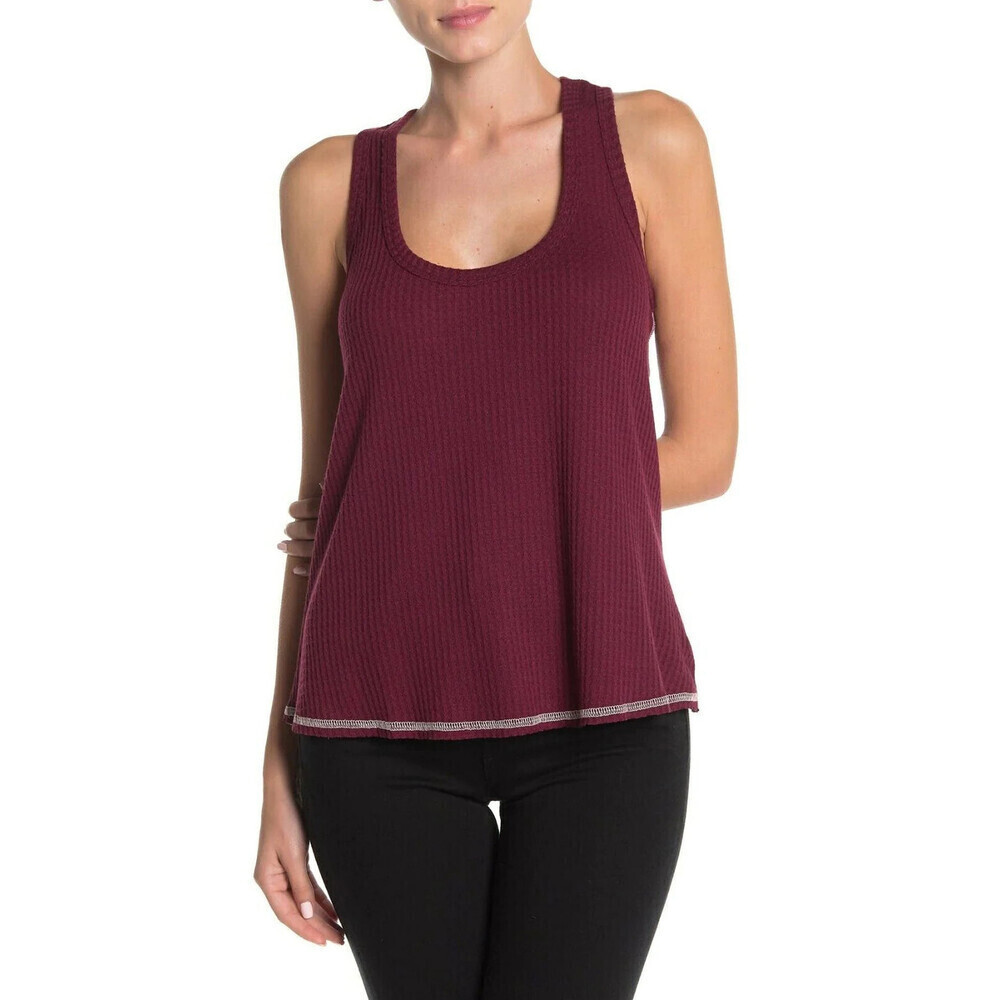 Socialite Waffle Knit Racerback Tank Top made in USA in Masara XS
